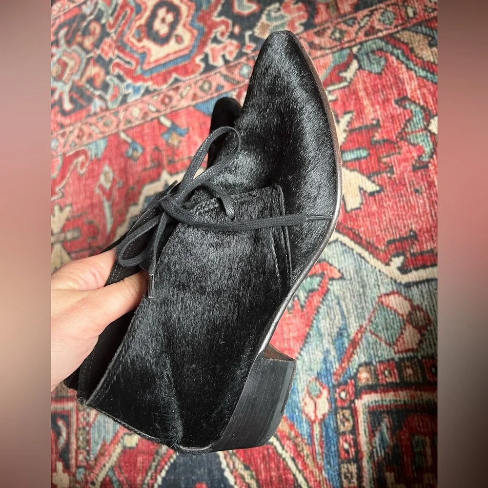 Billy Reid Black Pony Hair Indianola Lace Up Loafers/Low Boots— Size 7 - Picture 10 of 12